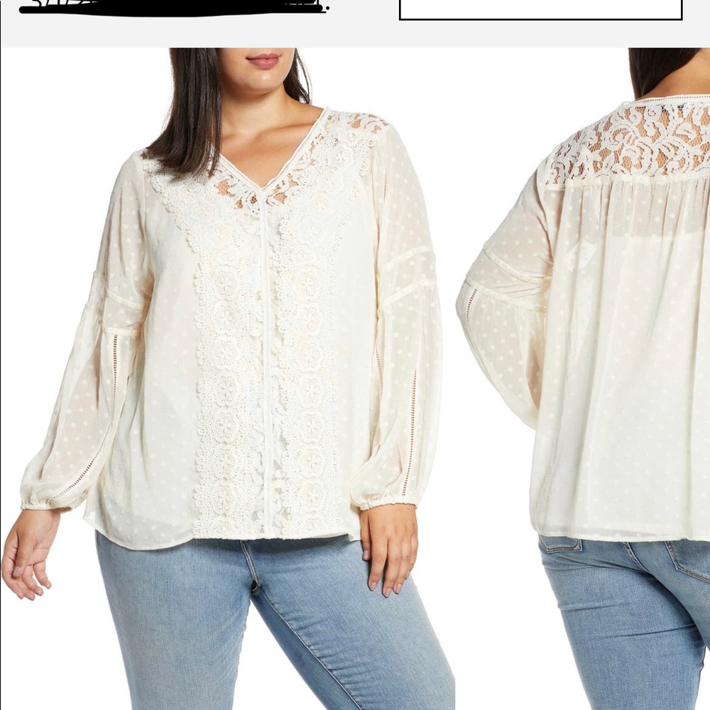 Nordstrom Single Thread Swiss Dot Lace Blouse